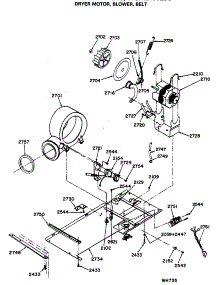 05 - Dryer Motor, Blower, Belt parts for Ge Washer Dryer Combo WSM2400LBB from AppliancePartsPros.com