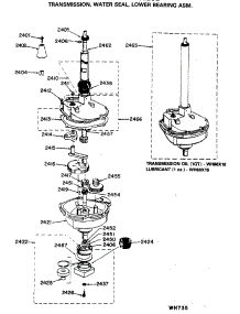 06 - Transmission, Water Seal, Lower Bearing Asm. parts for Ge Washer Dryer Combo WSM2400LCB from AppliancePartsPros.com