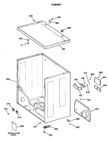 03 - Cabinet parts for Ge Dryer DLB3600SBLWW from AppliancePartsPros.com