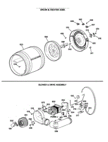 04 - Drum & Heater Asm. parts for Ge Dryer DLB3600SBLWW from AppliancePartsPros.com
