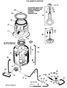 04 - Tub, Gasket & Agitator parts for Ge Washer WRW3705RBLWW from AppliancePartsPros.com