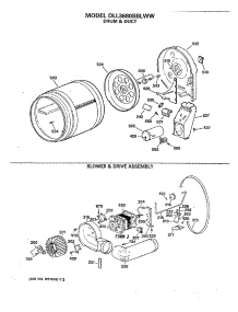 02 - Blower & Drive Assembly parts for Ge Dryer DLL3680SBLWW from AppliancePartsPros.com