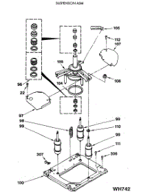 08 - Suspension Asm parts for Ge Washer Dryer Combo WSM2420SEZAA from AppliancePartsPros.com