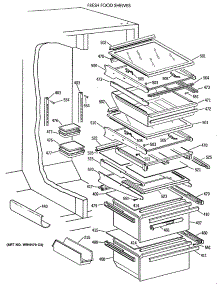 05 - Fresh Food Shelves parts for Ge Refrigerator CSK27PFXAAA from AppliancePartsPros.com