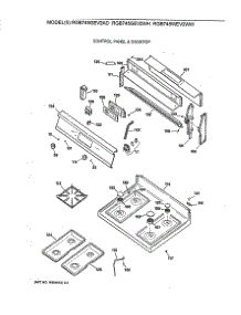 02 - Control Panel & Cooktop parts for Ge Range RGB745WEV2WW from AppliancePartsPros.com