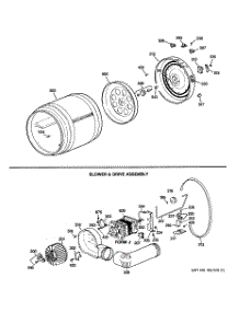 04 - Drum, Blower & Drive Assembly parts for Ge Dryer DLB3600SBLAD from AppliancePartsPros.com