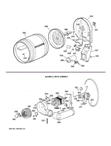 04 - Drum, Blower & Drive Assembly parts for Ge Dryer DLL3680SBLAD from AppliancePartsPros.com
