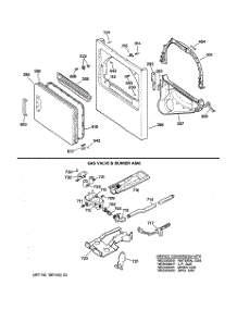 02 - Front Panel, Door, Gas Valve & Burner Assembly parts for Ge Dryer DLL3680SBLWH from AppliancePartsPros.com