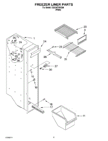 04 - Freezer Liner Parts parts for Whirlpool Refrigerator SS25AFXMQ00 from AppliancePartsPros.com