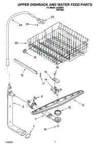 05 - Upper Dishrack And Water Feed Parts parts for Whirlpool Dishwasher IJU58663 from AppliancePartsPros.com