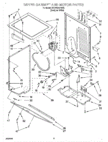 03 - Dryer Cabinet And Motor parts for Whirlpool Washer Dryer Combo BYCWD6274W2 from AppliancePartsPros.com