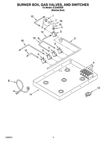 02 - Burner Box, Gas Valves, And Switches parts for Whirlpool Cooktop GLS3665RS0 from AppliancePartsPros.com