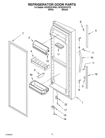 07 - Refrigerator Door parts for Whirlpool Refrigerator 4KSRS25CHW02 from AppliancePartsPros.com