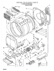 04 - Dryer Bulkhead parts for Whirlpool Washer Dryer Combo BYCWD6274W2 from AppliancePartsPros.com