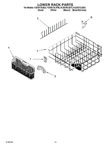 11 - Lower Rack parts for Kitchenaid Dishwasher KUDI01DLSS0 from AppliancePartsPros.com