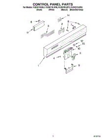 02 - Control Panel parts for Kitchenaid Dishwasher KUDI01DLSS0 from AppliancePartsPros.com