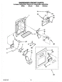 08 - Dispenser Front Parts parts for Whirlpool Refrigerator CS22CFXTB01 from AppliancePartsPros.com