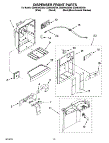 08 - Dispenser Front Parts parts for Whirlpool Refrigerator GS5NHAXSY00 from AppliancePartsPros.com