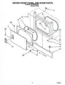 02 - Dryer Front Panel And Door Parts parts for Whirlpool Washer Dryer Combo BYCWD6274W4 from AppliancePartsPros.com