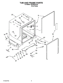 05 - Tub And Frame Parts parts for Whirlpool Dishwasher DW524M1ACU0 from AppliancePartsPros.com