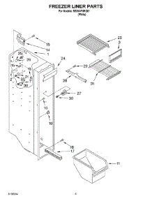 04 - Freezer Liner parts for Whirlpool Refrigerator SS25AFXKQ01 from AppliancePartsPros.com