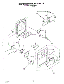 08 - Dispenser Front parts for Whirlpool Refrigerator SS25AFXKQ01 from AppliancePartsPros.com