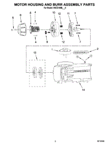02 - Motor Housing And Burr Assembly Parts parts for Whirlpool Coffee Grinder 5KCG100BPM0 from AppliancePartsPros.com