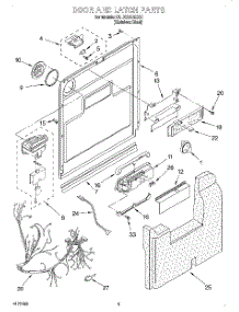 03 - Door And Latch parts for Kitchenaid Dishwasher KUDC24SESS4 from AppliancePartsPros.com