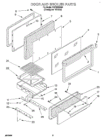 03 - Door And Broiler parts for Whirlpool Range FGP335BQ0 from AppliancePartsPros.com