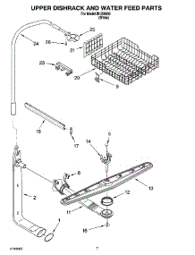 05 - Upper Dishrack And Water Feed Parts parts for Whirlpool Dishwasher IKU58660 from AppliancePartsPros.com