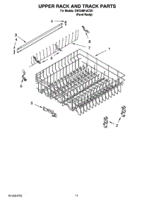 09 - Upper Rack And Track Parts parts for Whirlpool Dishwasher DW524M1ACU0 from AppliancePartsPros.com