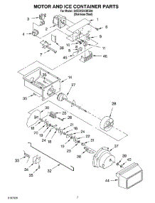 05 - Motor And Ice Container parts for Whirlpool Refrigerator 3XED5SHGKS00 from AppliancePartsPros.com