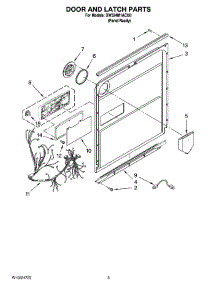 03 - Door And Latch Parts parts for Whirlpool Dishwasher DW524M1ACU0 from AppliancePartsPros.com