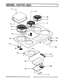 02 - Top Assembly parts for Admiral Cooktop 1151AH-36G from AppliancePartsPros.com
