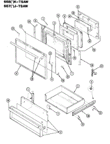 03 - Door parts for Admiral Range 668AK-TSAW from AppliancePartsPros.com
