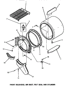 03 - Fr Blkhd, Air Duct, Felt Seal & Cylinder parts for Amana Dryer AE5113 from AppliancePartsPros.com