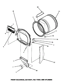 04 - Fr Blkhd, Air Duct, Felt Seal & Cylinder parts for Amana Dryer AEM427L2 from AppliancePartsPros.com
