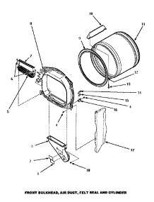 04 - Fr Blkhd, Air Duct, Felt Seal & Cylinder parts for Amana Dryer AEM477L2 from AppliancePartsPros.com