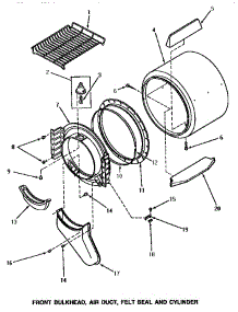 03 - Fr Blkhd, Air Duct, Felt Seal & Cylinder parts for Amana Dryer AG5219 from AppliancePartsPros.com