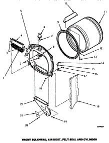 04 - Fr Blkhd, Air Duct, Felt Seal & Cylinder parts for Amana Dryer AGM409L from AppliancePartsPros.com