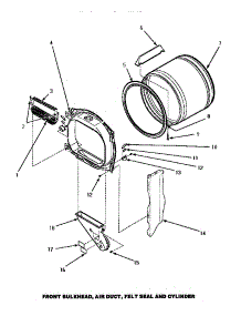 04 - Fr Blkhd, Air Duct, Felt Seal & Cylinder parts for Amana Dryer AGM429L2 from AppliancePartsPros.com