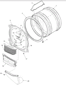 04 - Front Bulkhead, Air Duct & Cylinder parts for Amana Dryer ALE643RAC / PALE643RAC from AppliancePartsPros.com