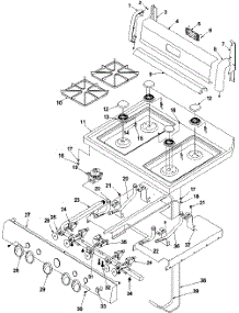 03 - Maintop And Backguard parts for Amana Range ARG3600W / P1143336NW from AppliancePartsPros.com