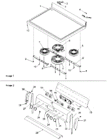 03 - Main Top And Backguard parts for Amana Range ART6021C / P1143811N C from AppliancePartsPros.com