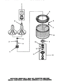 05 - Agitator / Drive Bell / Seal Kit / Tub & Hub parts for Amana Washer AWM270W2 from AppliancePartsPros.com