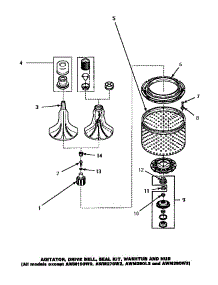 04 - Agitator / Drive Bell / Seal Kit / Tub & Hub parts for Amana Washer AWM372W2 from AppliancePartsPros.com