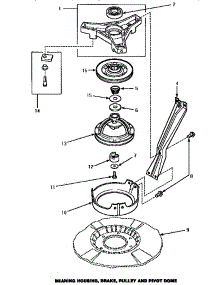 03 - Brg Hsg / Brake / Pulley & Pivot Dome parts for Amana Washer AWM492 from AppliancePartsPros.com