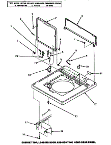 04 - Cab Top / Loading Dr & Ctrl Hood Rear Pan parts for Amana Washer AWM492 from AppliancePartsPros.com