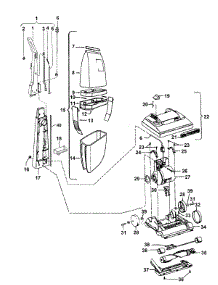 02 - Handle, Mainbody, Outerbag, Hood parts for Hoover Vacuum C1415--- from AppliancePartsPros.com