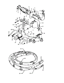 02 - Motor Assembly, Hose parts for Hoover Wet Carpet Cleaner C3007100 from AppliancePartsPros.com